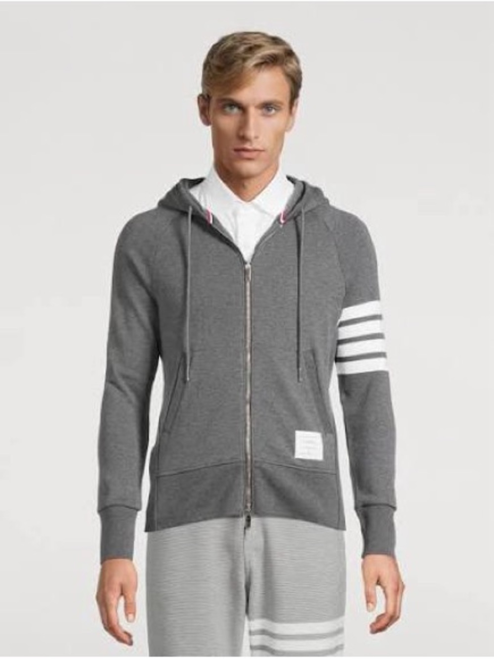 ТНОМ BROWNE Full Zip Hoodie With Engineered 4-Bar Stripe